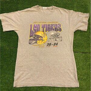 LSU Tigers shirt mens small gray football Y2K unisex National Champions V